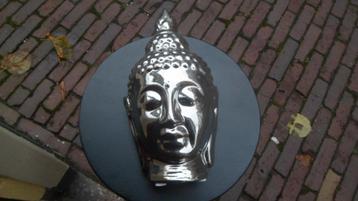 Boeddha hoofd zilver chroom aardewerk glazen kop beschikbaar voor biedingen