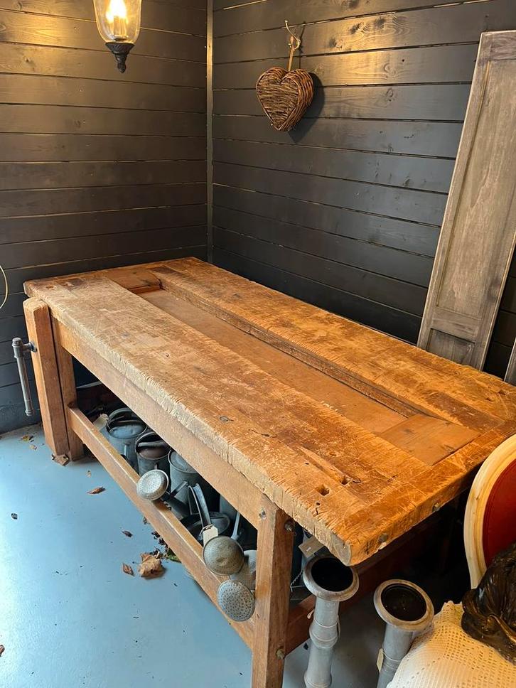 Industriële oude timmermanswerkbank, Antiek en Kunst, Antiek | Gereedschap en Instrumenten, Ophalen of Verzenden