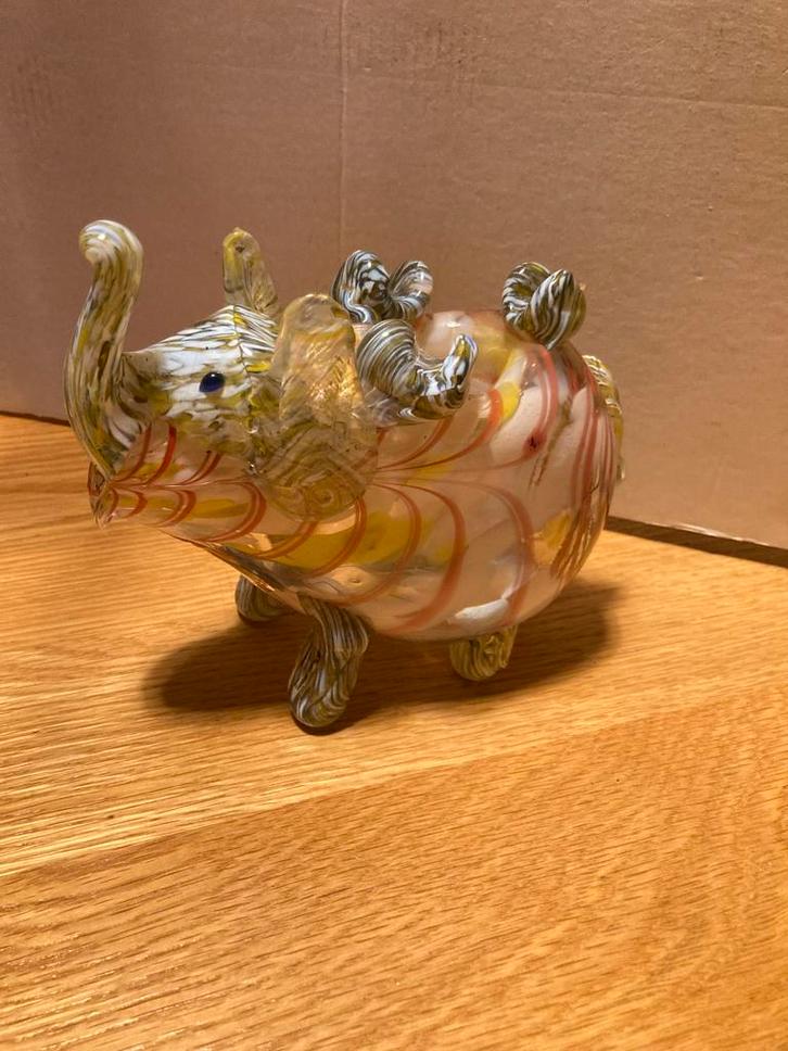 Murano Olifant Asbak - Vintage Glas, Antiek en Kunst, Antiek | Glas en Kristal, Ophalen of Verzenden