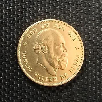 Gouden 10 Gulden Willem III 1886 verguld naslag tientje  beschikbaar voor biedingen