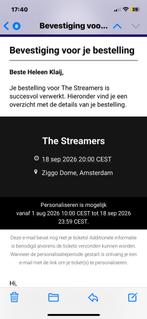 4 staanplaatsen voor The Streamers 18 september, Tickets en Kaartjes, Drie personen of meer, September