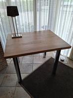 Industriële eettafel met chromen tafelpoten. 4 cm. dik blad, Ophalen, 50 tot 100 cm, Zo goed als nieuw, Vier personen