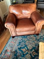 Bruine leren stoel te koop, Huis en Inrichting, Fauteuils, Ophalen, Gebruikt, 75 tot 100 cm, Leer