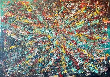 Valera- Kleurrijke abstract- Handgeschilderd- Uniek- XXL beschikbaar voor biedingen