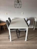 Ikea vihals uitschuifbare eettafel wit inclusief stoelen, Ophalen, 50 tot 100 cm, Zo goed als nieuw, Vier personen