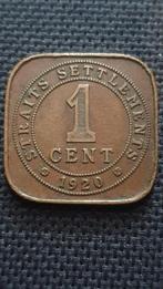 1 cent 1920 straits settlements India, Postzegels en Munten, Munten | Azië, Zuidoost-Azië, Ophalen of Verzenden, Losse munt
