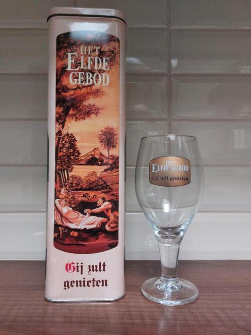 Het Elfde gebod bierglas en bierblik, Verzamelen, Biermerken, Zo goed als nieuw, Glas of Glazen, Overige merken, Ophalen of Verzenden