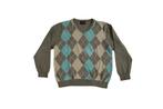 McGregor turquoise grijs geruit geblokt v-neck sweater LARGE, Maat 52/54 (L), McGregor, Ophalen of Verzenden, Zo goed als nieuw
