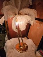 Unieke Palmboom Lamp met Struisvogelveren, Gebruikt, 100 tot 150 cm, Ophalen of Verzenden, Stof