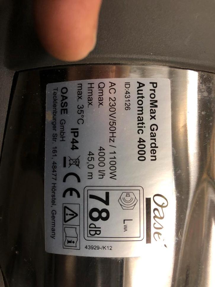 Oase ProMax Garden Automatic 4000 Pomp, Tuin en Terras, Waterpompen, Gebruikt, Elektrisch, Besproeiingspomp, Ophalen