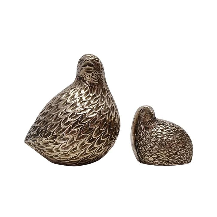 Mid Century set van 2 messing kwartels, circa 1950/70, Antiek en Kunst, Kunst | Beelden en Houtsnijwerken, Ophalen of Verzenden