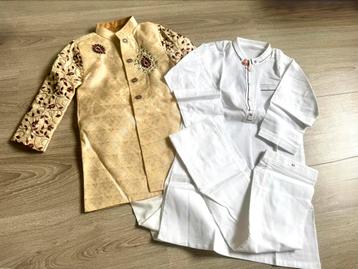 Sherwani goud creme maat 86 + 2x kurta beschikbaar voor biedingen