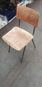 Vintage Houten Stoel met Metalen Frame, Huis en Inrichting, Stoelen, Gebruikt, Bruin, Vintage, Ophalen of Verzenden