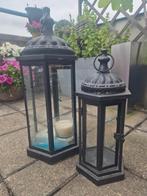 Zwarte Lantaarns - Set van 2, Huis en Inrichting, Woonaccessoires | Kandelaars en Kaarsen, Gebruikt, 50 tot 75 cm, Zwart, Ophalen of Verzenden