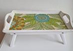 Vintage dienblaadje met pootjes – retro bloemenmotief, Ophalen, Zo goed als nieuw, Rechthoekig, Hout