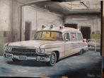 Olieverfschilderij "Cadillac Miller Ambulance", Antiek en Kunst, Kunst | Schilderijen | Klassiek, Ophalen of Verzenden
