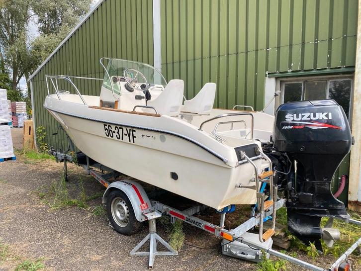 Consoleboot 550x220 Trailer, Suzuki DF70 : Hille utility 550, Watersport en Boten, Vis- en Consoleboten, Zo goed als nieuw, 70 pk of meer