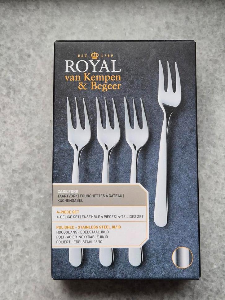 Royal van Kempen & Begeer Taartvorkjes - 4-delig, Huis en Inrichting, Keuken | Bestek, Nieuw, Bestekset, Rvs of Chroom, Vaatwasserbestendig