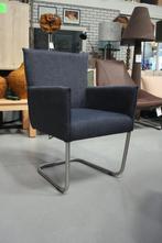 4 x luxe eetkamerstoel MATT Jess sledestoel stof donkerblauw