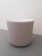 Licht grijze bloempot, Tuin en Terras, Bloempotten, Steen, Rond, Binnen, Ophalen of Verzenden