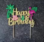Taarttopper Happy Birthday, tropisch, Ophalen, Zo goed als nieuw, Versiering, Verjaardag