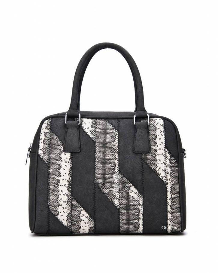 Handtas Zigzag Snake nieuwe, Sieraden, Tassen en Uiterlijk, Tassen | Damestassen, Nieuw, Handtas, Zwart, Ophalen of Verzenden