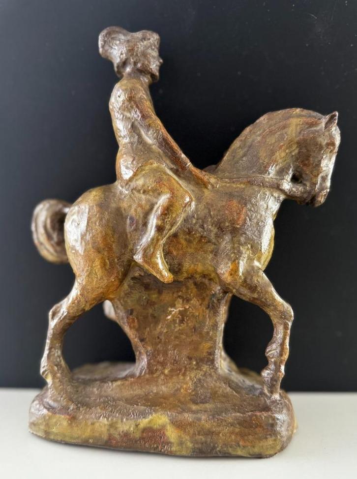 Terracotta beeld "Ruiter op paard", Antiek en Kunst, Kunst | Beelden en Houtsnijwerken, Ophalen of Verzenden