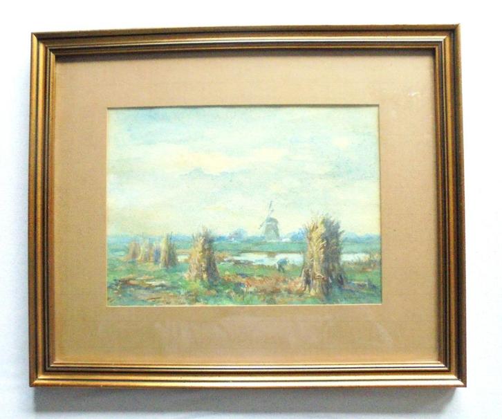 Willem Noordijk.1887-1970.Zicht op de molen van Eemnes., Antiek en Kunst, Kunst | Schilderijen | Klassiek, Ophalen