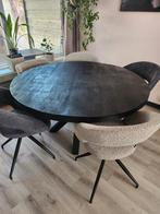 Zwarte eettafel mango hout 140cm, Huis en Inrichting, Tafels | Eettafels, Ophalen, Rond, Zo goed als nieuw, Vijf personen of meer
