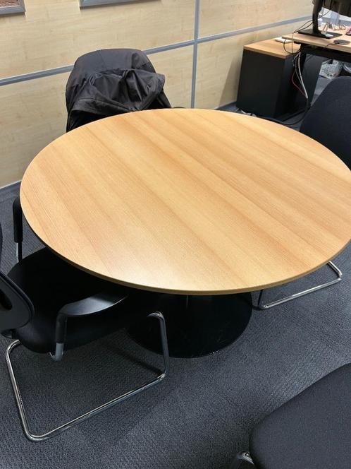 Ronde tafel, zwarte zuilvoet 120cm houtlook blad, Huis en Inrichting, Tafels | Statafels, Gebruikt, Ophalen of Verzenden