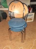 4 stapelstoelen, Huis en Inrichting, Stoelen, Ophalen, Zo goed als nieuw, Blauw