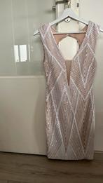 Elegante beige pailletten jurk, Kleding | Dames, Jurken, Beige, Ophalen of Verzenden, Zo goed als nieuw, Maat 36 (S)