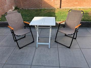 Kleine inklapbare tuinset - 2 stoelen + tafel beschikbaar voor biedingen
