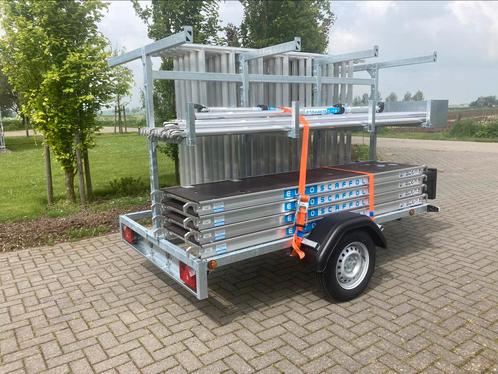 Euroscaffold aluminium rolsteiger op steigeraanhanger, Doe-het-zelf en Verbouw, Steigers, Nieuw, Rolsteiger of Kamersteiger, 5 meter of hoger