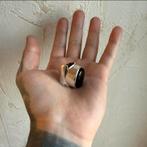 Vintage biker zilveren onyx ring, Ophalen of Verzenden, Dame, Zilver, Kleiner dan 17