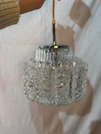 Vintage Ice Glass Pendant Lamp by Glashutte Limburg Germany, Ophalen of Verzenden, Glas, Zo goed als nieuw, Space age retro kristall
