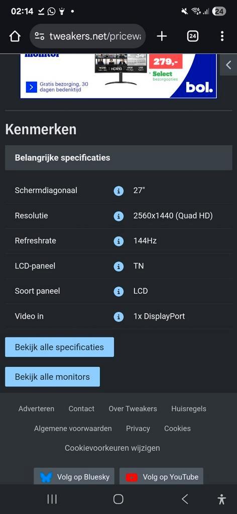 ASUS ROG Swift PG278Q - 27 inch Gaming Monitor, Computers en Software, Monitoren, Gebruikt, 101 t/m 150 Hz, DisplayPort, Gaming