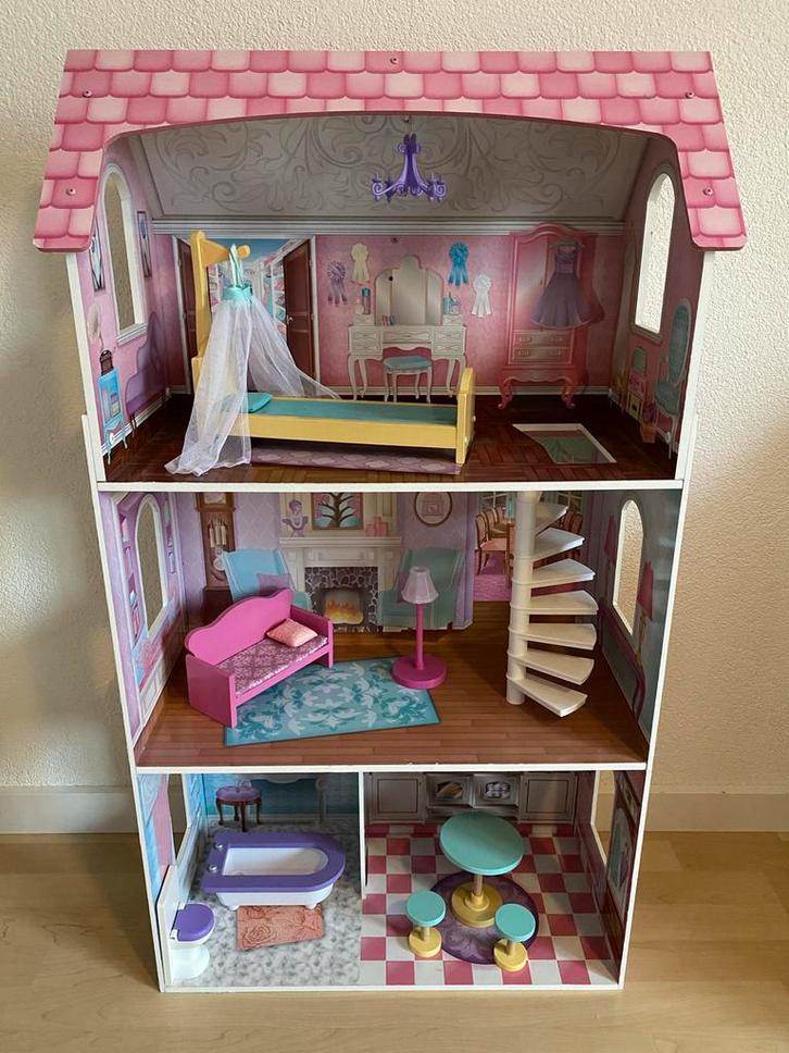 Kidkraft Penelope Poppenhuis Barbiehuis Compleet!, Kinderen en Baby's, Speelgoed | Poppenhuizen, Zo goed als nieuw, Poppenhuis