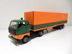 Tekno Volvo F89 trekker +huifoplegger groen/oranje 1/50, Hobby en Vrije tijd, Modelauto's | 1:50, Ophalen of Verzenden, Zo goed als nieuw