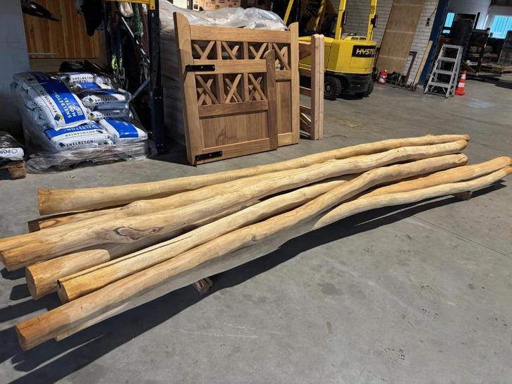 Robinia palen Ø11-14x400cm Gespind en geschuurd, Tuin en Terras, Palen, Balken en Planken, Nieuw, Palen, 250 cm of meer, Hardhout