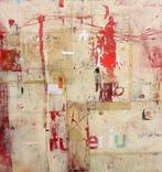 Suus Kooijman (1960) Olie-Encaustiec " Abstracte Compos" Ges, Ophalen of Verzenden