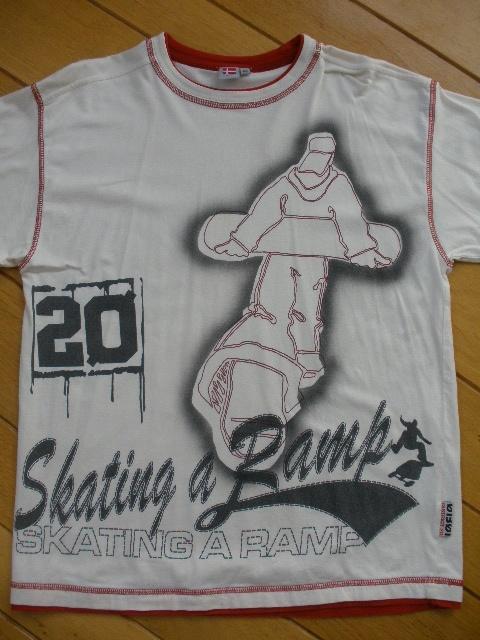 OIBOI skate shirt ecru rood maat 152, Kinderen en Baby's, Kinderkleding | Maat 152, Zo goed als nieuw, Meisje, Shirt of Longsleeve