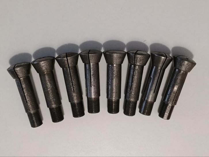 Set van 8 Spantangen (8mm) voor horlogemakersdraaibank, Doe-het-zelf en Verbouw, Draaibanken, Gebruikt, Metaaldraaibank, Ophalen
