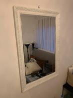 Witte sierlijst spiegel, Gebruikt, 100 tot 150 cm, Ophalen of Verzenden, Rechthoekig