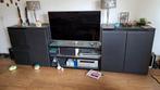 Zwart dressoir met TV meubel, Ophalen, Gebruikt, 200 cm of meer, Glas