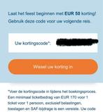 KLM Airfrance Delta kortingsvoucher bon kaartje vliegtuig, Eén persoon, Kortingsbon, Overige typen