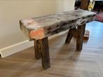 Houten bankje van oud hout, Huis en Inrichting, Tafels | Sidetables, Ophalen, Zo goed als nieuw, 25 tot 50 cm, Rechthoekig