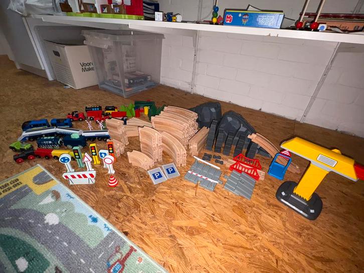 Houten Treinbaan - Grote Set met Treinen!, Kinderen en Baby's, Speelgoed | Overig, Gebruikt, Jongen of Meisje, Ophalen