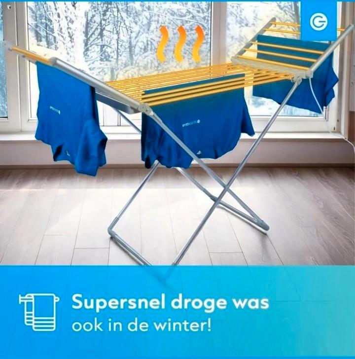 Elektrisch Wasrek Silvergear - Verwarmd & Opvouwbaar, Tuin en Terras, Droogmolens en Wasrekken, Ophalen of Verzenden