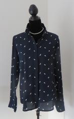 COTTON CLUB I Leuke 'Vogeltjes' Blouse I Mt 42/44 IBlauw/Wit, Blauw, Maat 42/44 (L), Ophalen of Verzenden, Zo goed als nieuw